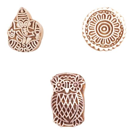 Set of 3 Piece New Mix Wooden Printing Block